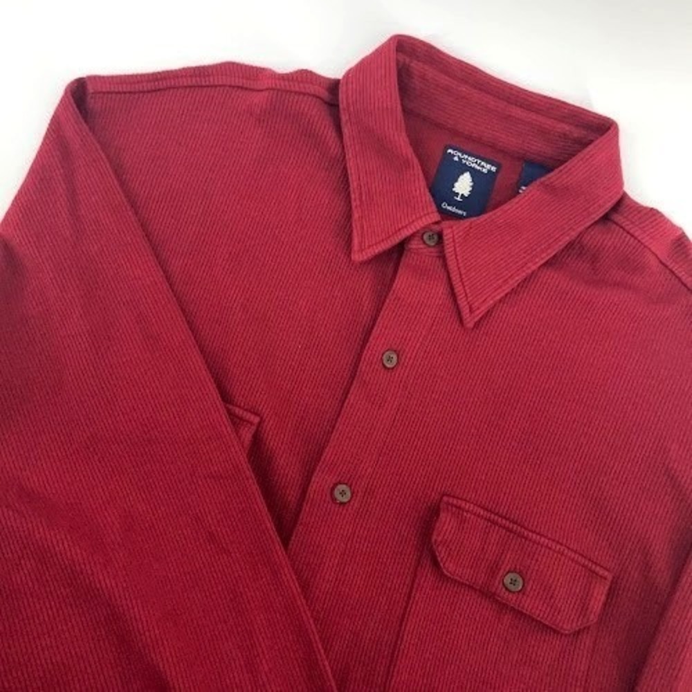 Roundtree and Yorke Outdoors Corded Cotton Button Up Shacket Mens XL Maroon Long